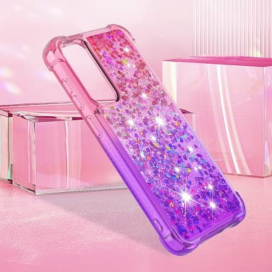SKALO Samsung S23 FE Juoksuhiekka Glitter Sydämet TPU kuori - Pinkki-Violetti