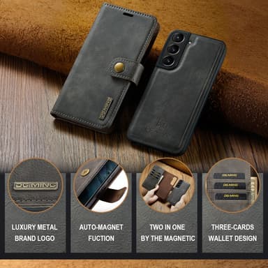DG MING Samsung S24+ 2-in-1 magneetti lompakkokotelo - Harmaa