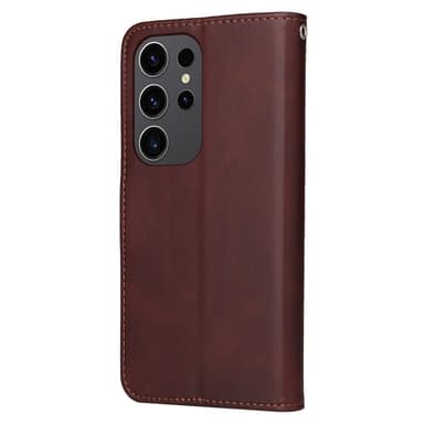 SKALO Samsung S24 Ultra PU-nahkainen Lompakkokotelo - Ruskea