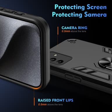 SKALO Samsung A05s 4G Armor Hybridi metallirengas kuori - Musta