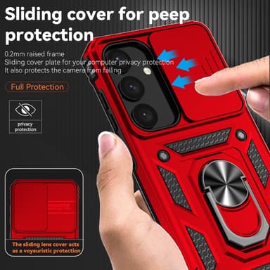 SKALO Samsung S24 Armor hybridi metallirengas kameran liukusäädin - Punainen