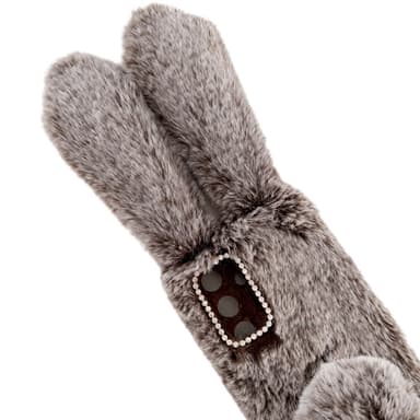 SKALO Samsung S24 3D Soft Furry Bunny Ears Suojakuori - Ruskea