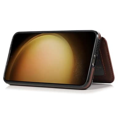 SKALO Samsung S24 PU-nahkainen Suojakuori Lompakolla - Ruskea