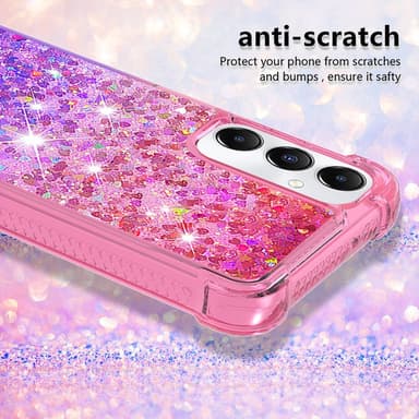 SKALO Samsung A05s 4G Juoksuhiekka Glitter Sydämet TPU kuori - Pinkki-Violetti