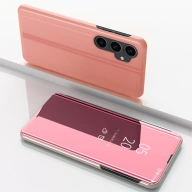 SKALO Samsung S23 FE Clear View Mirror Lompakko - Ruusukulta
