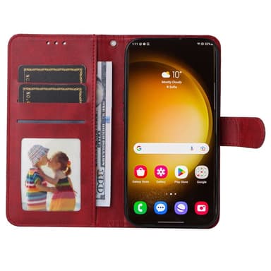 SKALO Samsung S24 Ultra PU-nahkainen Lompakkokotelo - Punainen