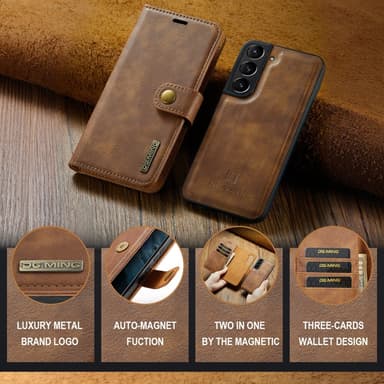 DG MING Samsung S24 2-in-1 magneetti lompakkokotelo - Ruskea