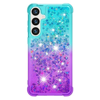 SKALO Samsung S24 Juoksuhiekka Glitter Sydämet TPU kuori - Turkoosi-Violetti