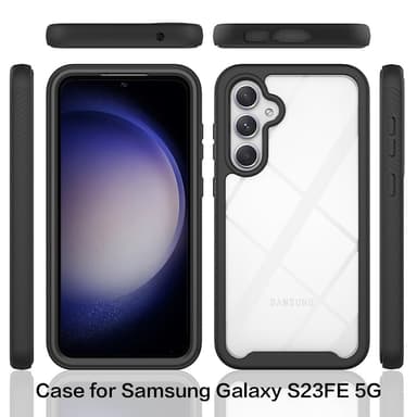 SKALO Samsung S23 FE Iskunkestävä Clear Hybridi Suojakuori - Musta