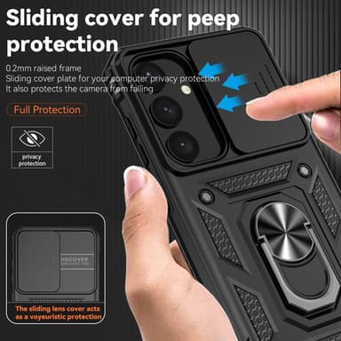 SKALO Samsung S24+ Armor hybridi metallirengas kameran liukusäädin - Musta