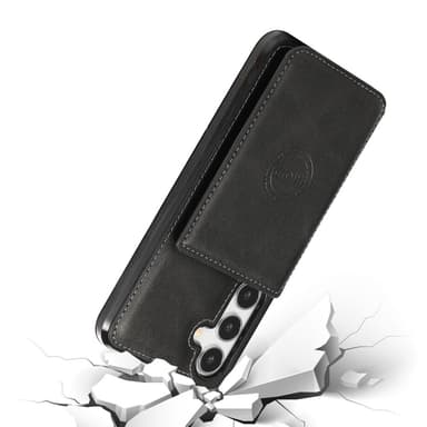 SKALO Samsung S24 PU-nahkainen Suojakuori Lompakolla - Musta