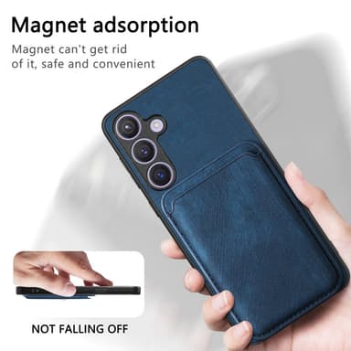 SKALO Samsung S24 PU-nahkakuori, jossa on irrotettava magneettinen lompakko - Sininen