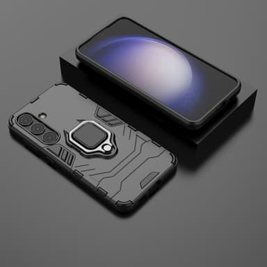 SKALO Samsung S24 Armor Hybridi metallirengas kuori - Musta
