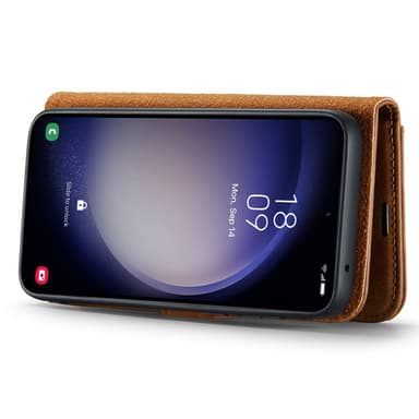DG MING Samsung S23 FE 2-in-1 magneetti lompakkokotelo - Ruskea