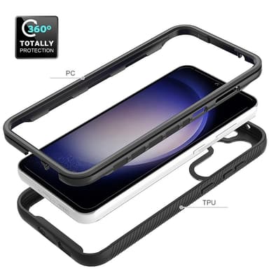 SKALO Samsung S23 FE Iskunkestävä Clear Hybridi Suojakuori - Musta