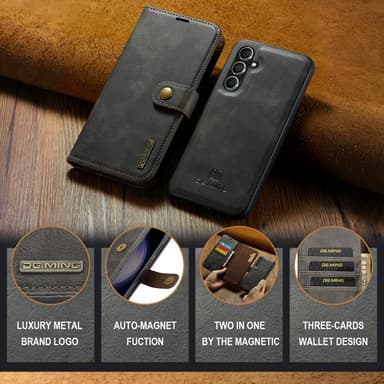 DG MING Samsung S23 FE 2-in-1 magneetti lompakkokotelo - Harmaa