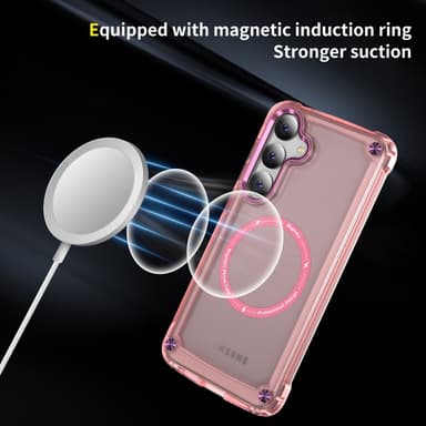 SKALO Samsung S24 Läpinäkyvä TPU Magneetti/Metal Suojakuori - Pinkki