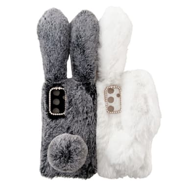 SKALO Samsung S24 3D Soft Furry Bunny Ears Suojakuori - Ruskea