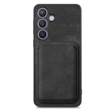 SKALO Samsung S24+ PU-nahkakuori, jossa on irrotettava magneettinen lompakko - Musta