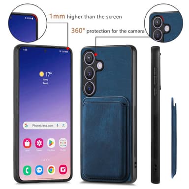 SKALO Samsung S24 PU-nahkakuori, jossa on irrotettava magneettinen lompakko - Sininen