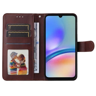 SKALO Samsung A05s 4G PU-nahkainen Lompakkokotelo - Ruskea