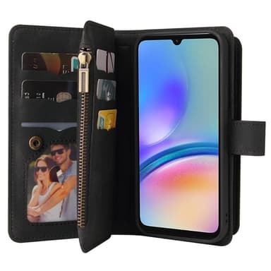 SKALO Samsung A05s 4G Big Wallet 17-lokeroa Lompakkokotelo - Musta