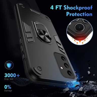 SKALO Samsung A05s 4G Armor Hybridi metallirengas kuori - Musta