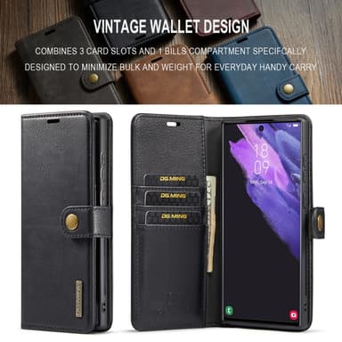 DG MING Samsung S24 Ultra 2-in-1 magneetti lompakkokotelo - Musta