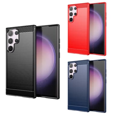 SKALO Samsung S24 Ultra Armor Carbon Iskunkestävä TPU suojakuori - Punainen