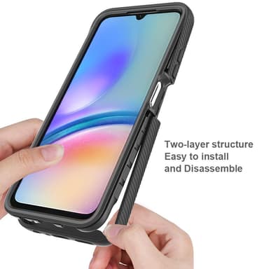 SKALO Samsung A05s 4G Iskunkestävä Clear Hybridi Suojakuori - Musta