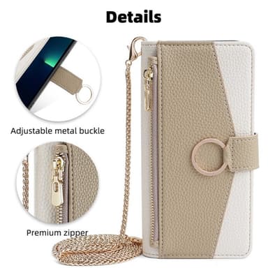 SKALO Samsung A05s 4G Litchi Makeup Mirror Lompakkokotelo - Valkoinen
