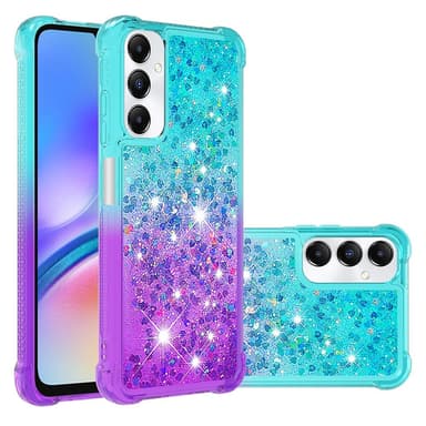 SKALO Samsung A05s 4G Juoksuhiekka Glitter Sydämet TPU kuori - Turkoosi-Violetti