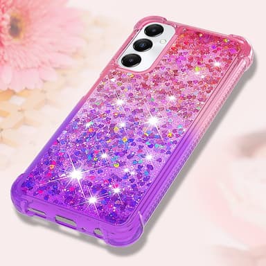 SKALO Samsung A05s 4G Juoksuhiekka Glitter Sydämet TPU kuori - Pinkki-Violetti