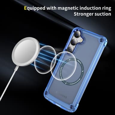 SKALO Samsung S24 Läpinäkyvä TPU Magneetti/Metal Suojakuori - Sininen