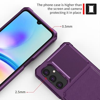 SKALO Samsung A05s 4G Iskunkestävä kuori lompakolla - Violetti