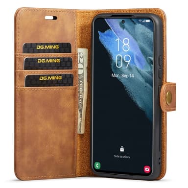 DG MING Samsung S24 2-in-1 magneetti lompakkokotelo - Ruskea
