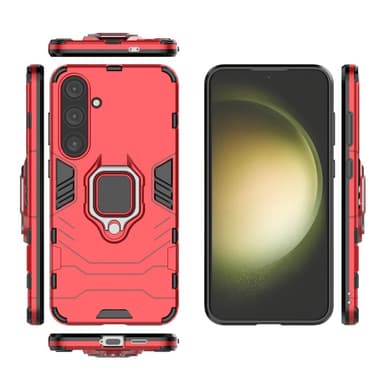 SKALO Samsung S24+ Armor Hybridi metallirengas kuori - Punainen