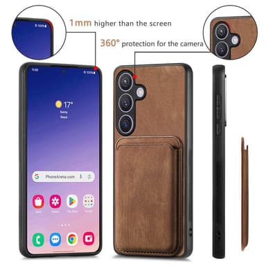 SKALO Samsung S24 PU-nahkakuori, jossa on irrotettava magneettinen lompakko - Ruskea