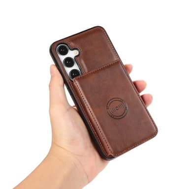 SKALO Samsung S24 PU-nahkainen Suojakuori Lompakolla - Ruskea