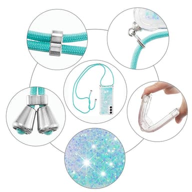 SKALO Samsung A05s 4G Juoksuhiekka Glitter Mobile kaulapanta - Turkoosi
