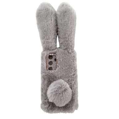 SKALO Samsung S24 3D Soft Furry Bunny Ears Suojakuori - Harmaa
