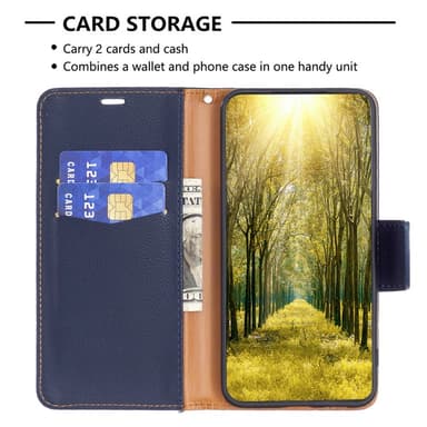 SKALO Samsung S24 Litchi Lompakkokotelo - Tummansininen
