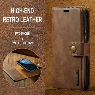 DG MING Samsung S24 2-in-1 magneetti lompakkokotelo - Ruskea