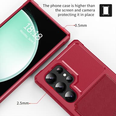 SKALO Samsung S24 Ultra Iskunkestävä kuori lompakolla - Punainen
