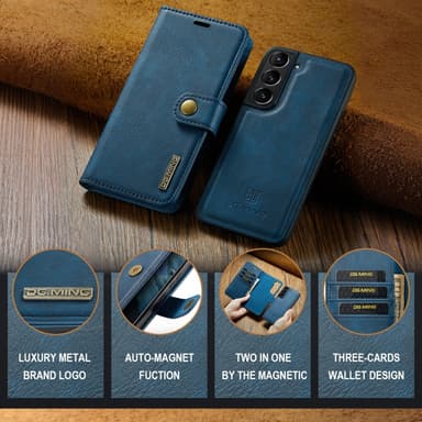 DG MING Samsung S24 2-in-1 magneetti lompakkokotelo - Sininen
