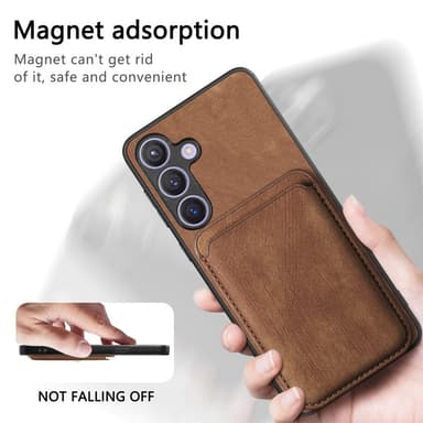 SKALO Samsung S24 PU-nahkakuori, jossa on irrotettava magneettinen lompakko - Ruskea