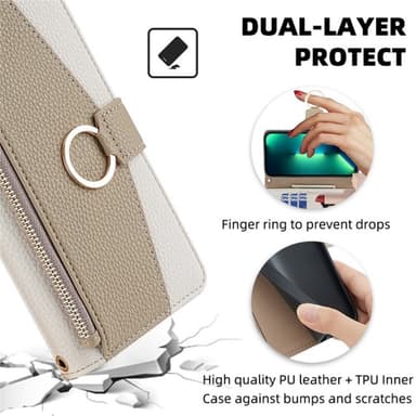 SKALO Samsung A05s 4G Litchi Makeup Mirror Lompakkokotelo - Valkoinen