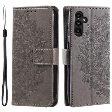 SKALO Samsung S24 Mandala lompakkokotelo - Harmaa
