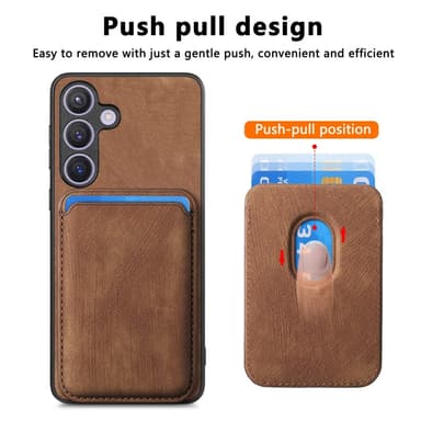 SKALO Samsung S24 PU-nahkakuori, jossa on irrotettava magneettinen lompakko - Ruskea