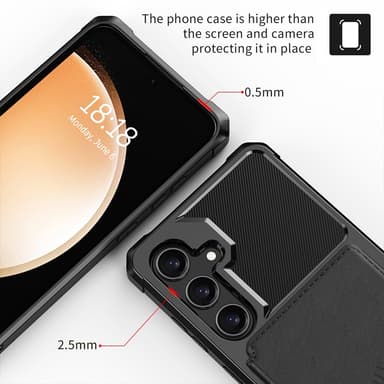 SKALO Samsung S24 Iskunkestävä kuori lompakolla - Musta